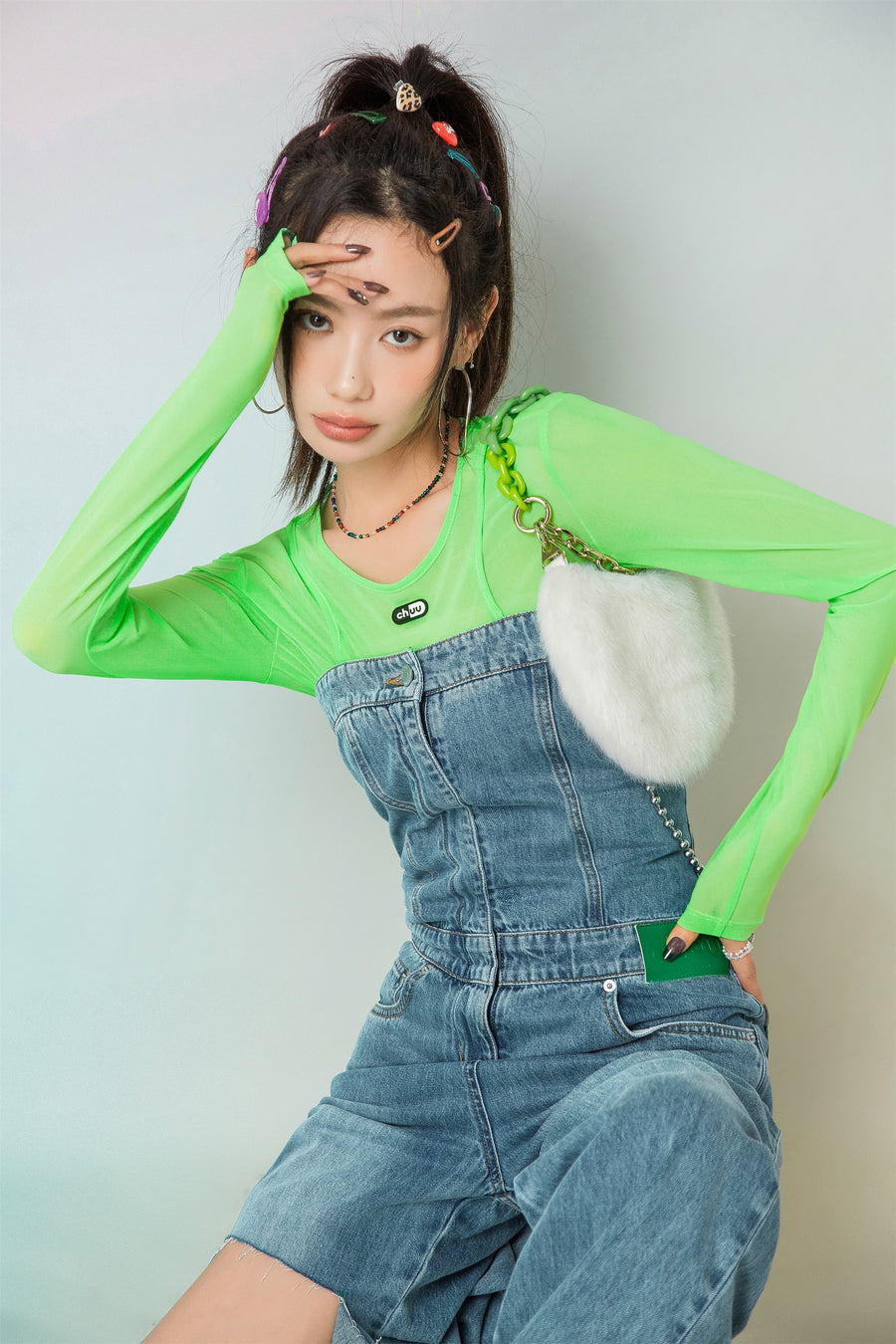 CHUU This Is My Reality Denim Jumpsuit