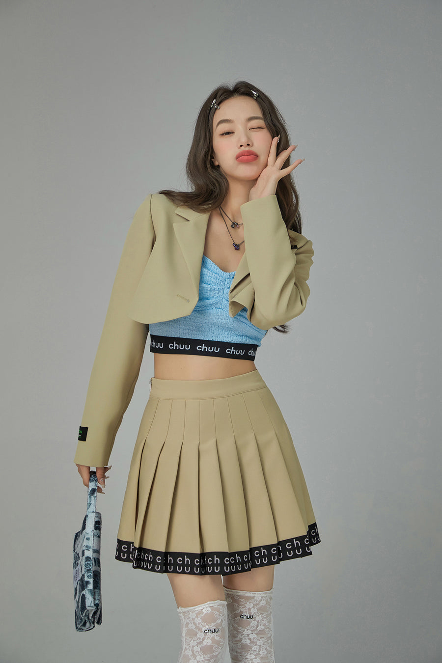 CHUU Hem Band Mini Tennis Pleated Skirt