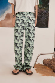 Cowboy Photo Print Straight Pants