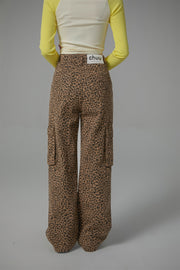 Leopard Pocket Denim Long Pants