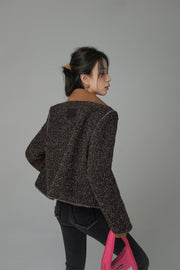 On The Moon Collarless Tweed Jacket