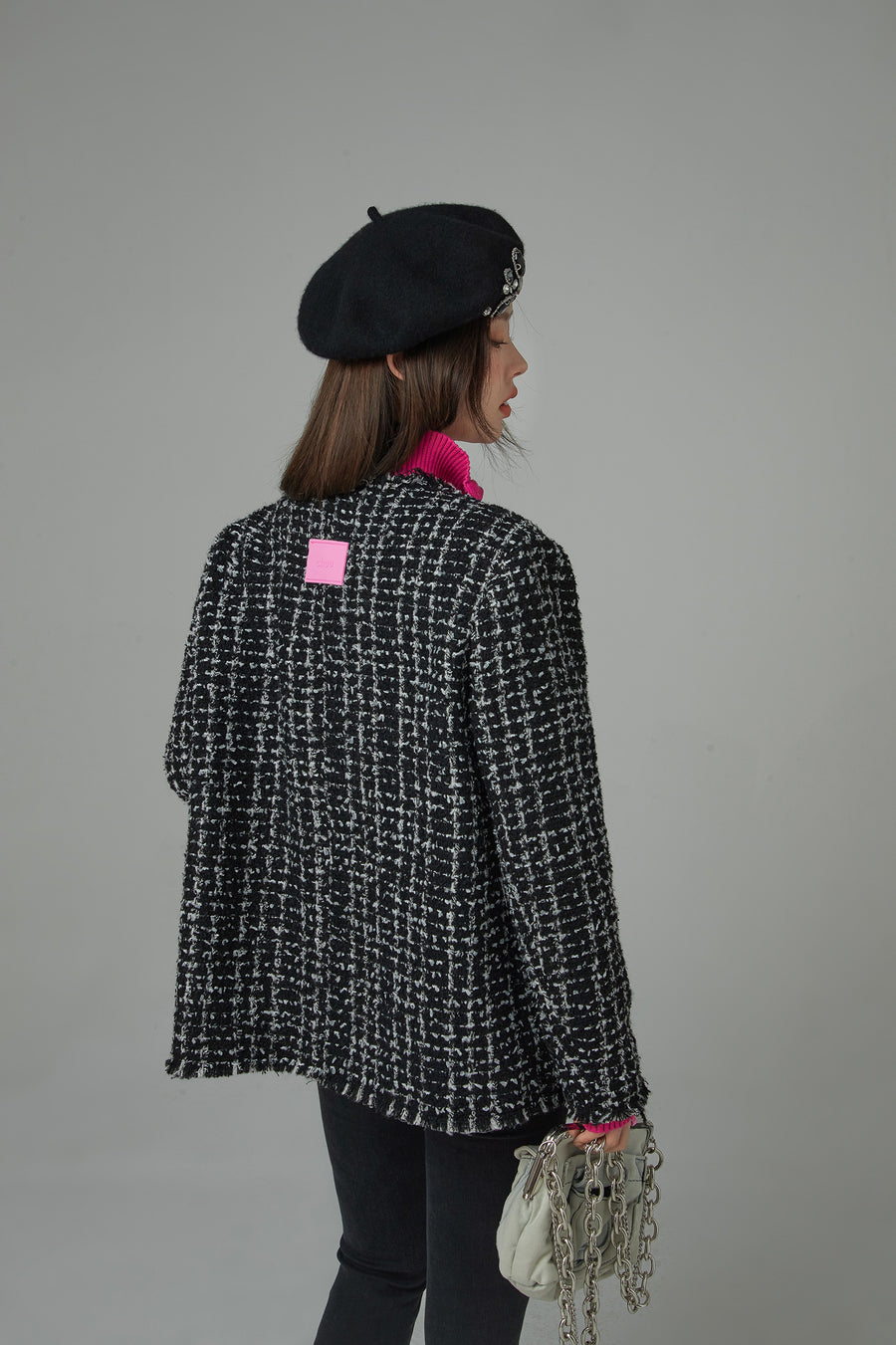 CHUU Fringed Tweed Jacket