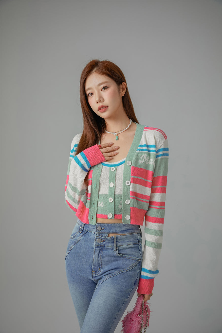 CHUU Color Lined Button Bustier Top