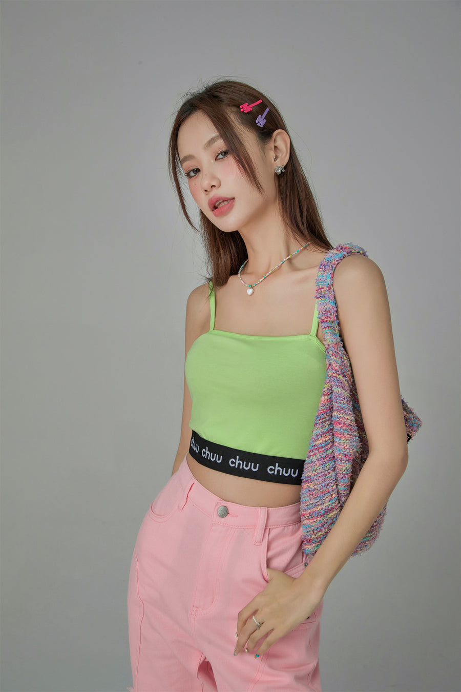 CHUU Rainbow Knit Shoulder Bag