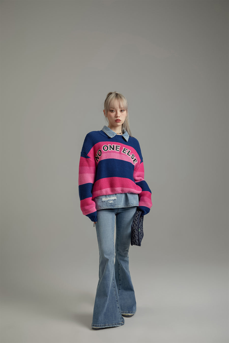 CHUU Striped Loose Fit Knit Sweater