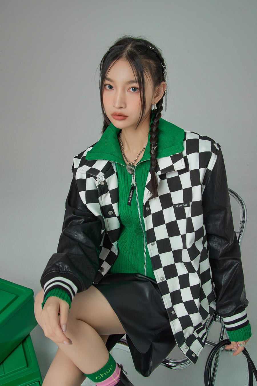 CHUU I Am Much More Me Checkered Jumper Jacket