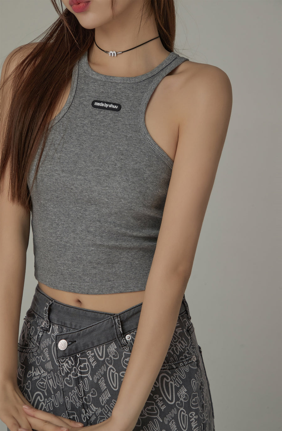 CHUU Slim Ribbed Crop Top