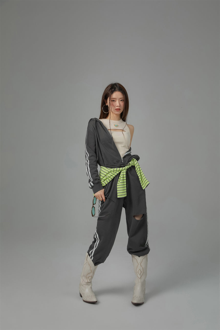 CHUU Hoodie Zip-Up Jogger Jumpsuit