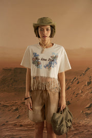 Fringe Butterfly Embroidered T-Shirt