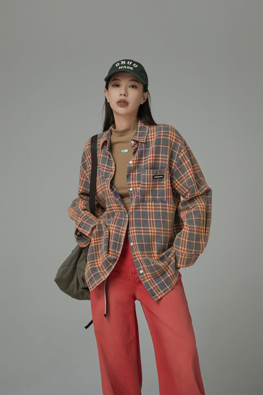 CHUU Vintage Check Loose Shirt