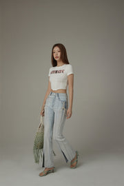 Lace Up Pocket Slit Bootcut Light Wash Denim Jeans