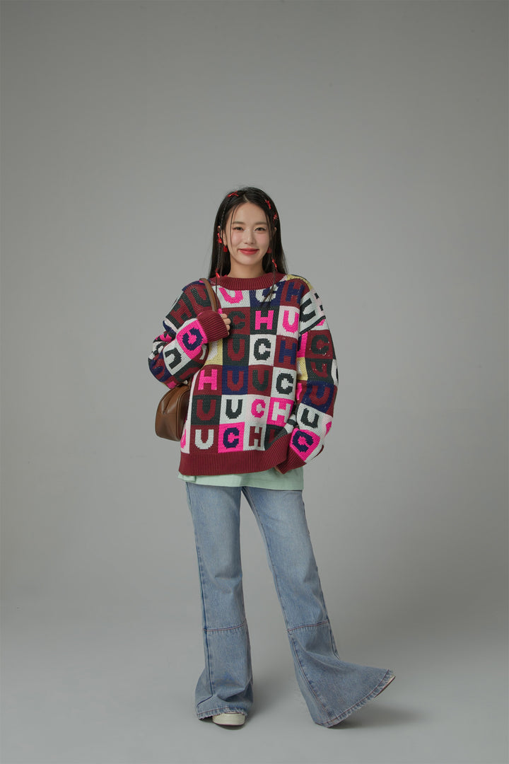 Gotta Let Go Letter Patchwork Sweater