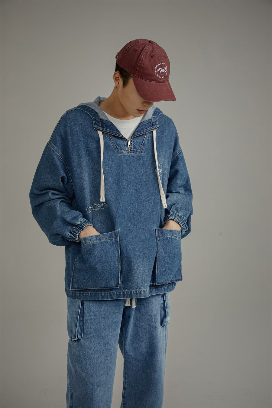 CHUU Club Stretch Denim Pocket Anorak Jacket