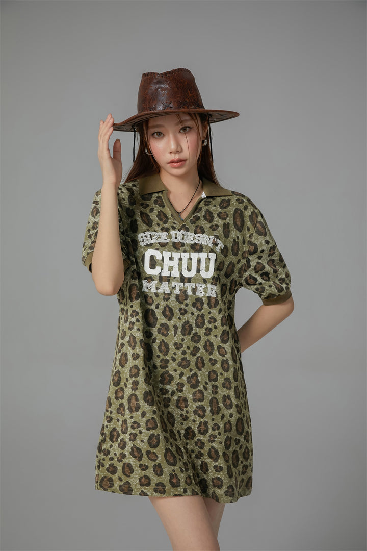 Leopard Chuu Matter Open Collar Dress