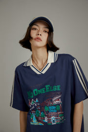 Noe Printed Town Open Collar T-Shirt