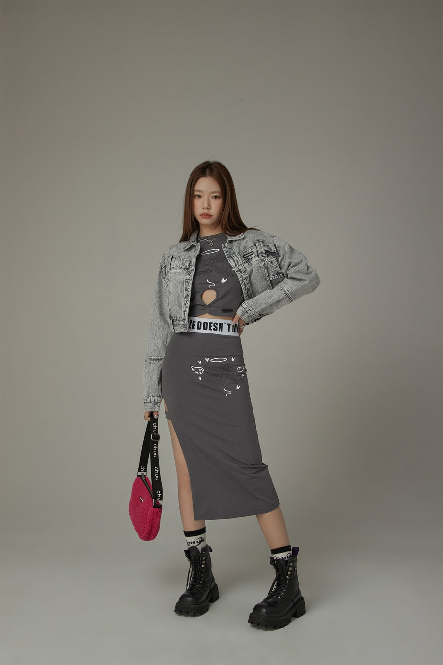 CHUU Printed Cropped Short Sleeve T-Shirt