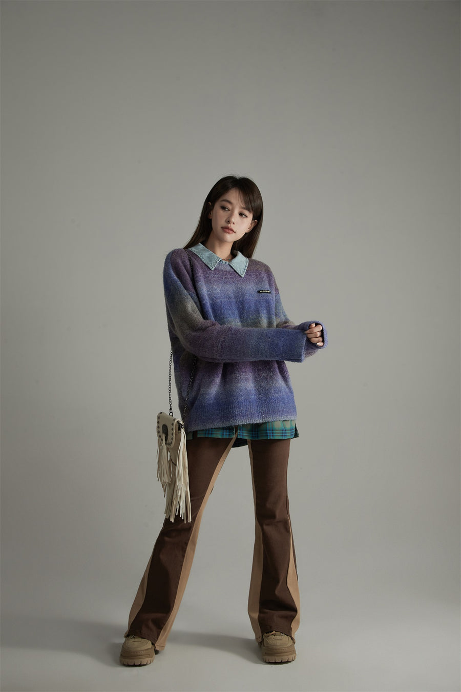 CHUU Gradient Stripe Knit Sweater