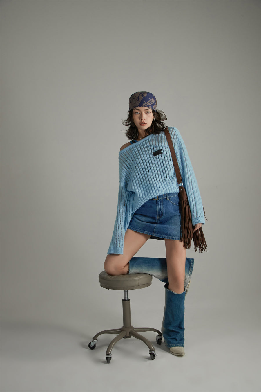CHUU Ribbed Open Knit Loose Fit Sweater