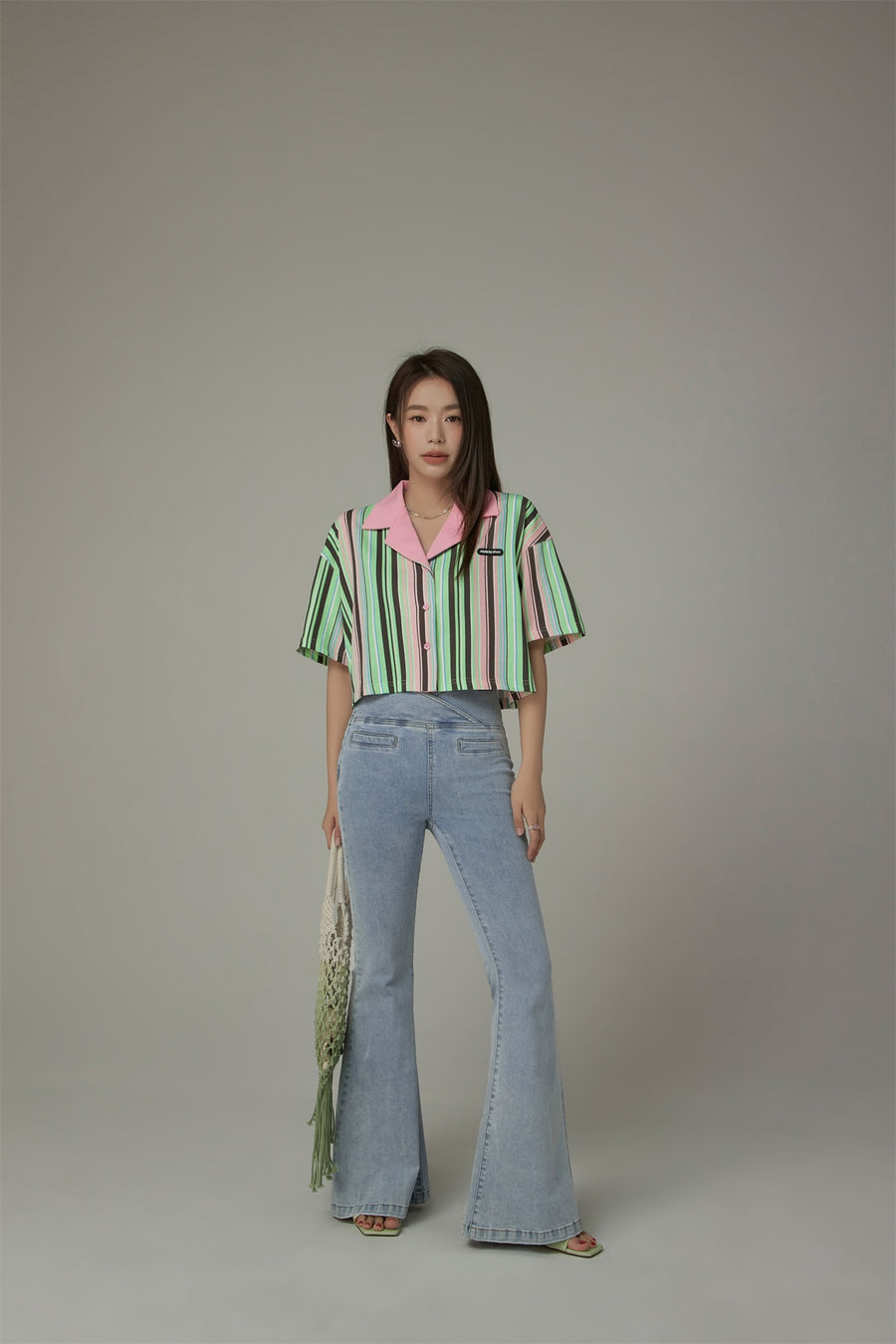 CHUU Contrast Striped Shirt