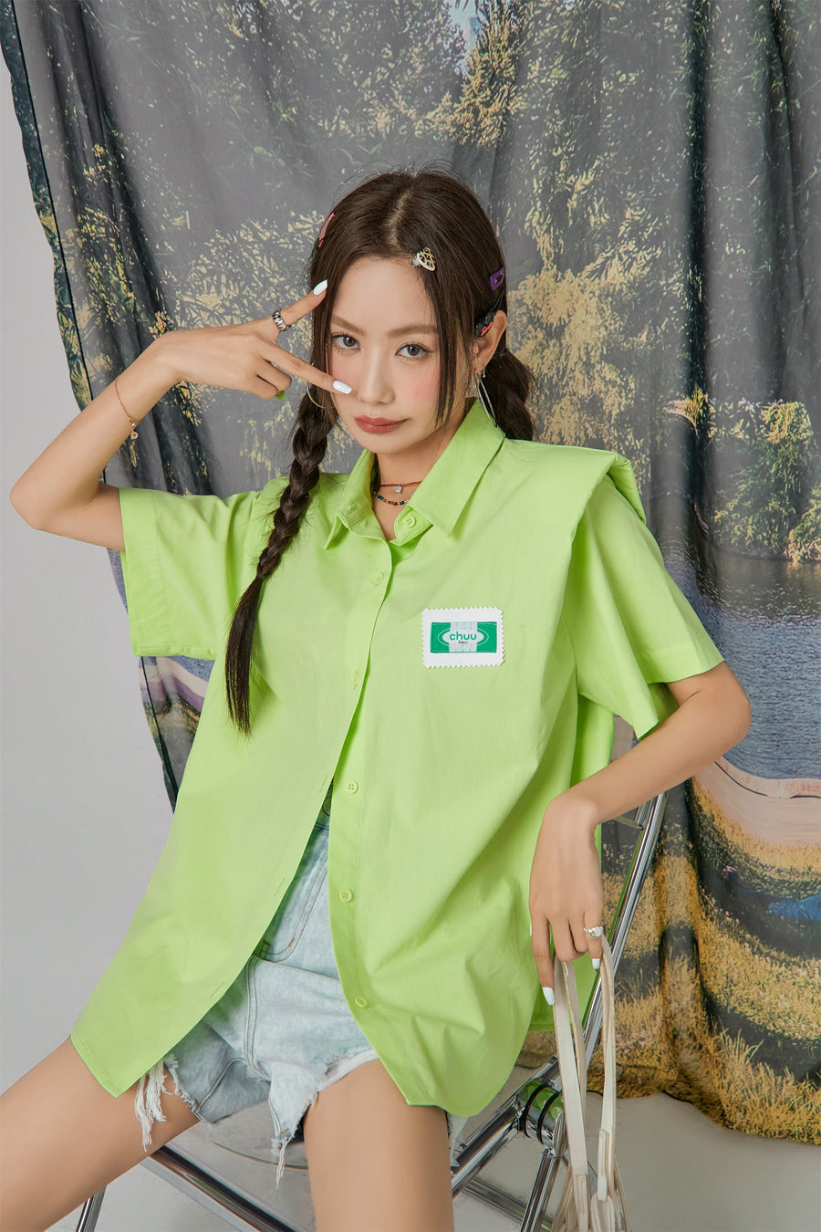 CHUU Shoulder Pad Short Sleeve Shirt