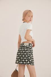 Diamond Argyle A-Line Mini Skirt