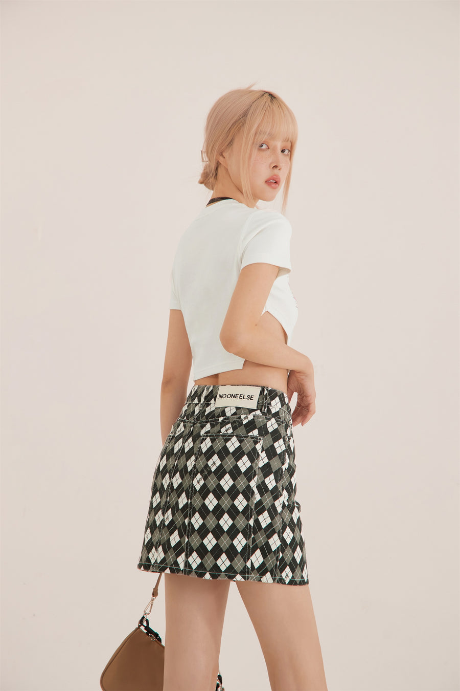 CHUU Diamond Argyle A-Line Mini Skirt