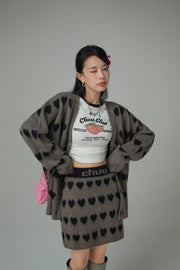 Wall Of Hearts Jacquard Knit Skirt