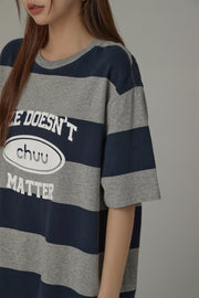 Size Doesnt Matter Striped Loose Fit T-Shirt