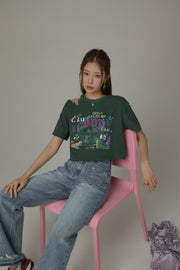 Open Shoulder Circus Loose Fit T-Shirt