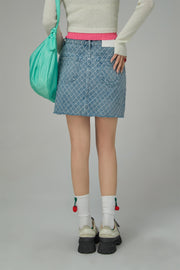 Chuu Girl Diamond Check Denim Skirt