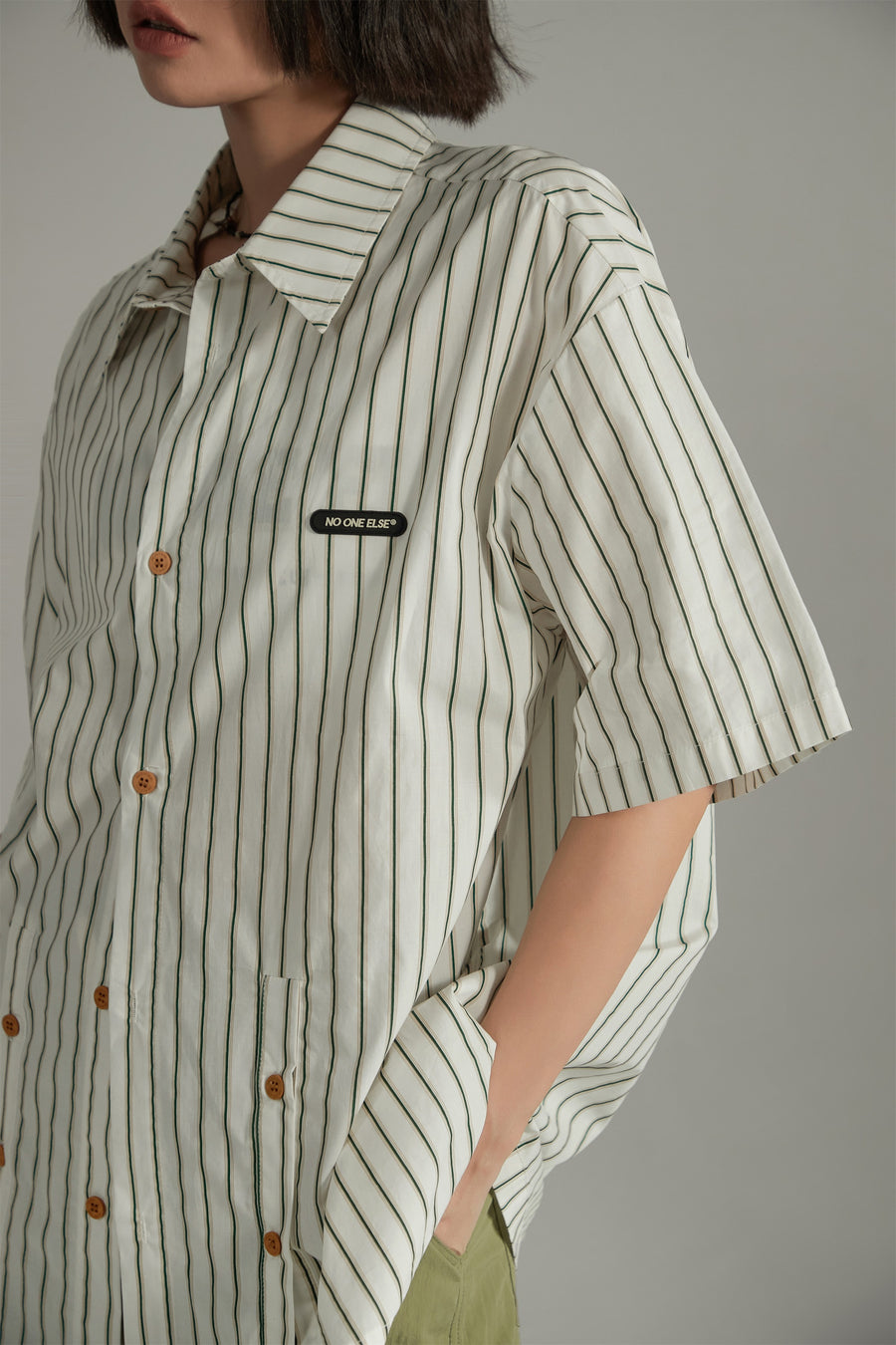 CHUU Striped Loose-Fit Button Up Shirt