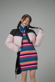 Colorful Skies Rainbow Striped Knit Dress