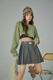 Criss Cross High Waist Pleated Skirt