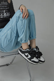 String Denim Jogger Pants