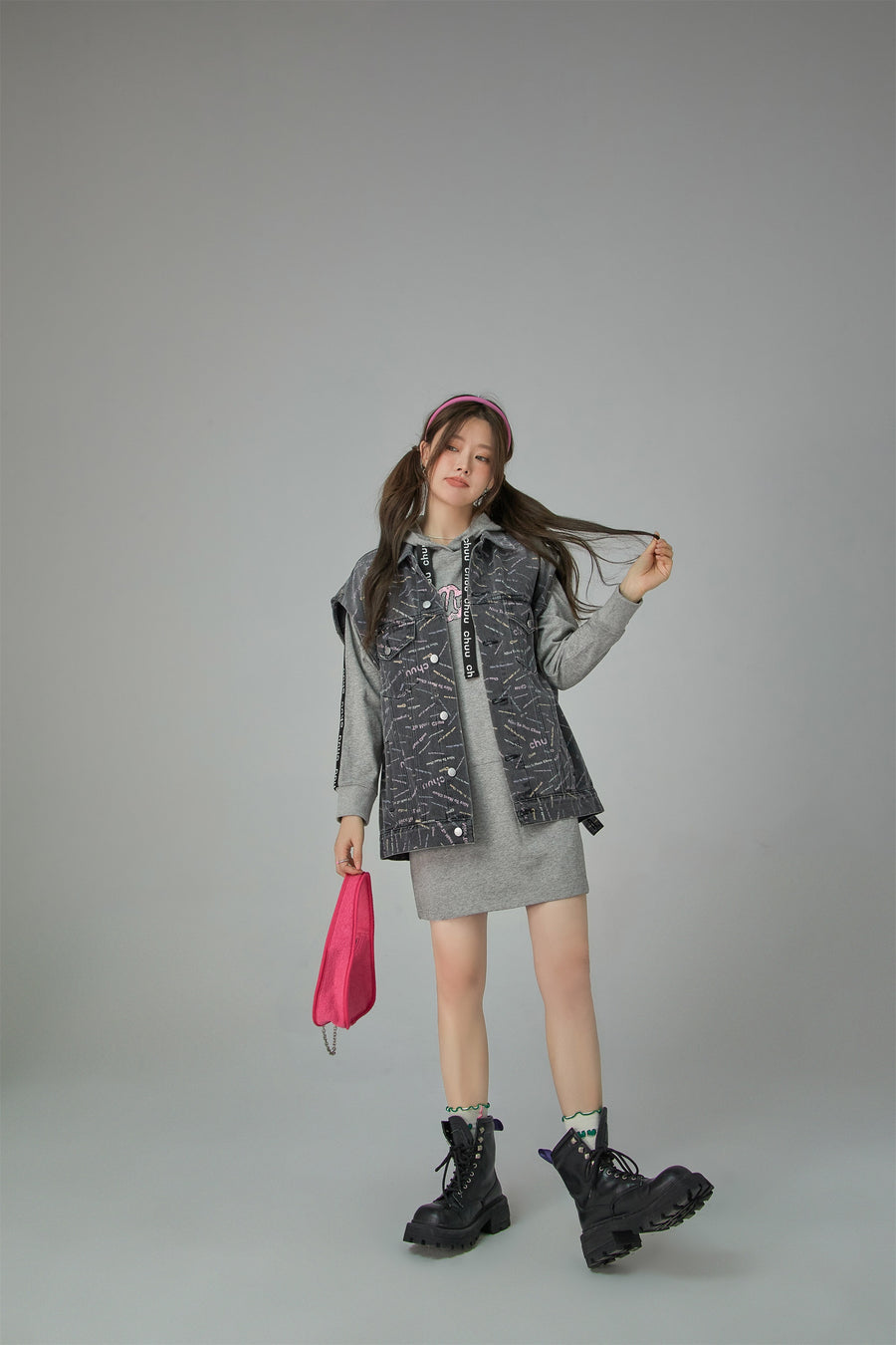 CHUU Front Pocket Hood Sweatshirt Mini Dress