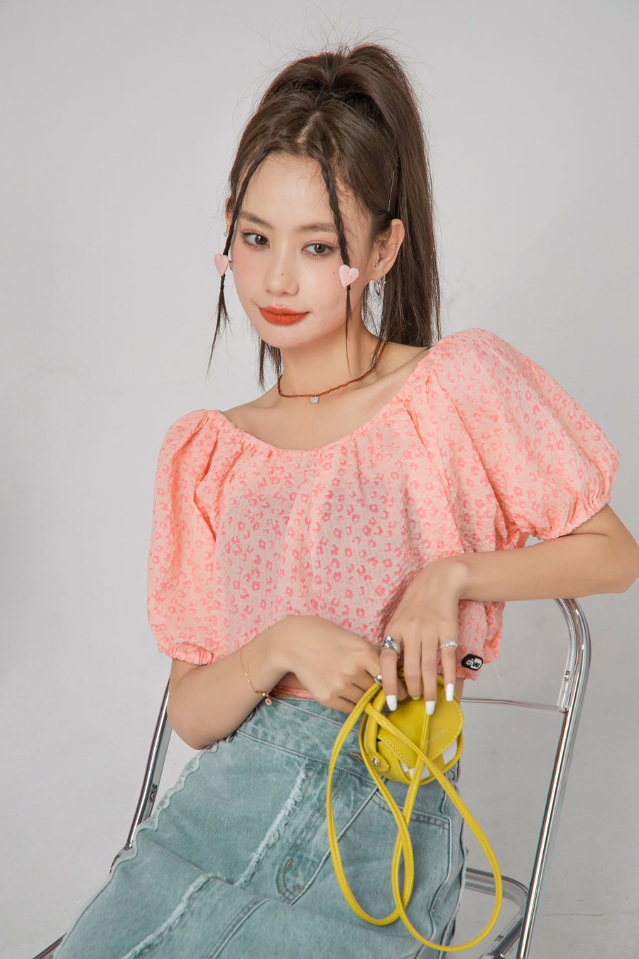 CHUU Leo Flowers Off-Shoulder Wrap Blouse