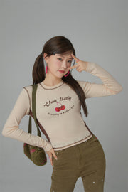 Shiny Confidence Cherry Color Cropped T-Shirt