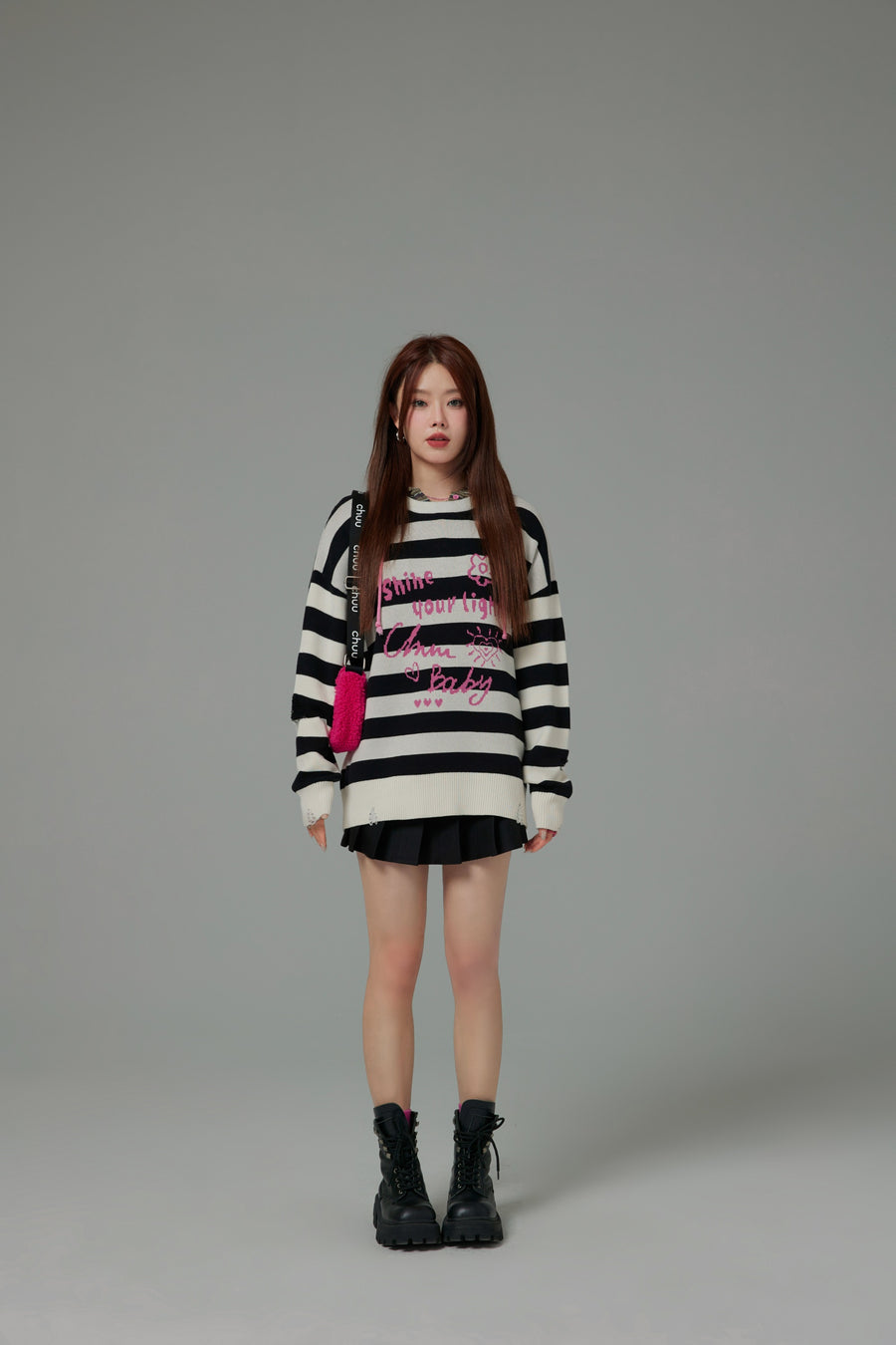 CHUU Shine Your Light Stripe Knit Sweater