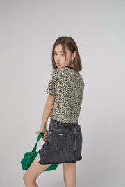 Leo Print Overfit Crop T-Shirt