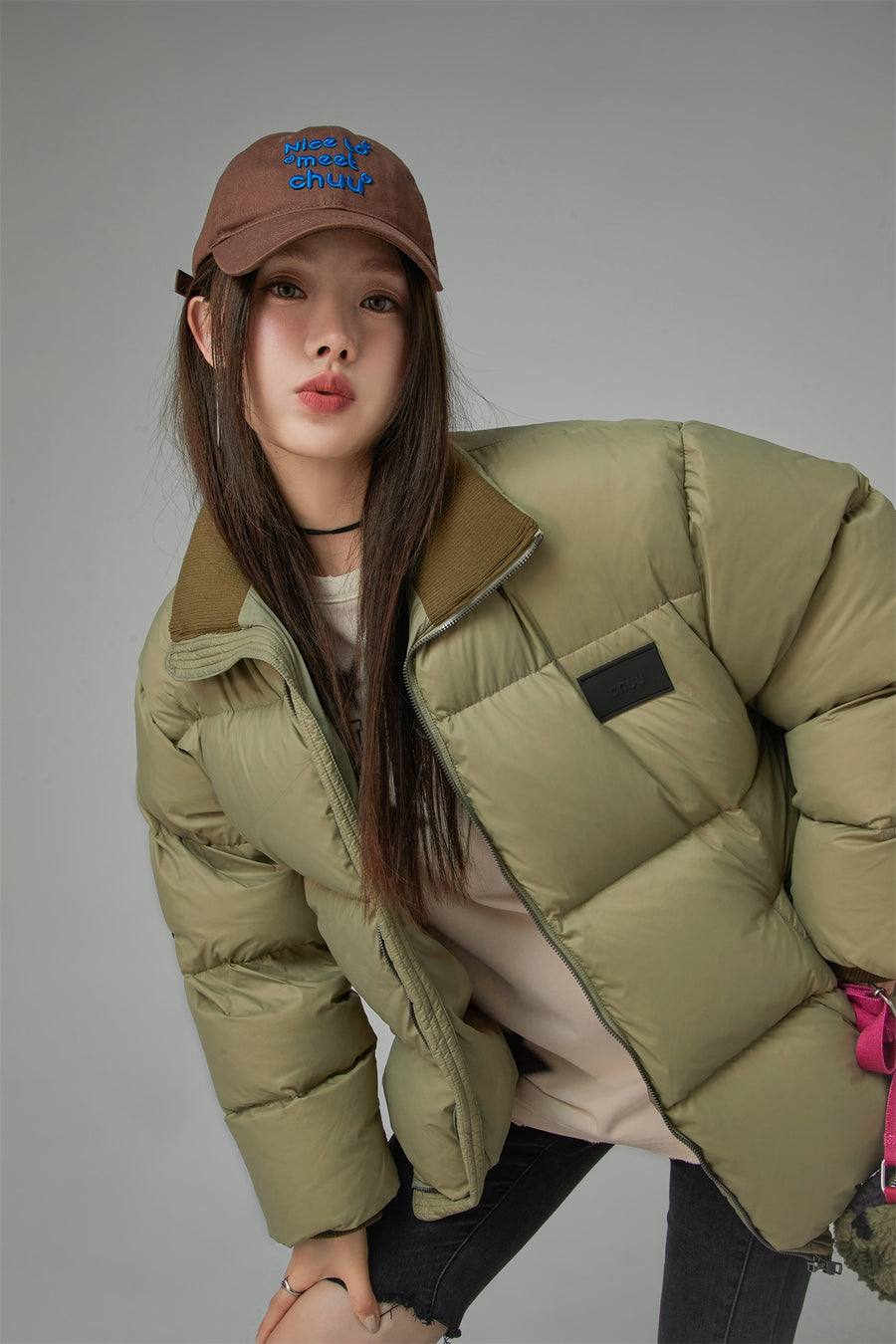 CHUU Duck Down High Neck Padded Coat