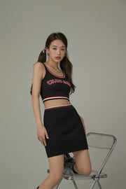 Line Color Sleeveless Crop Top