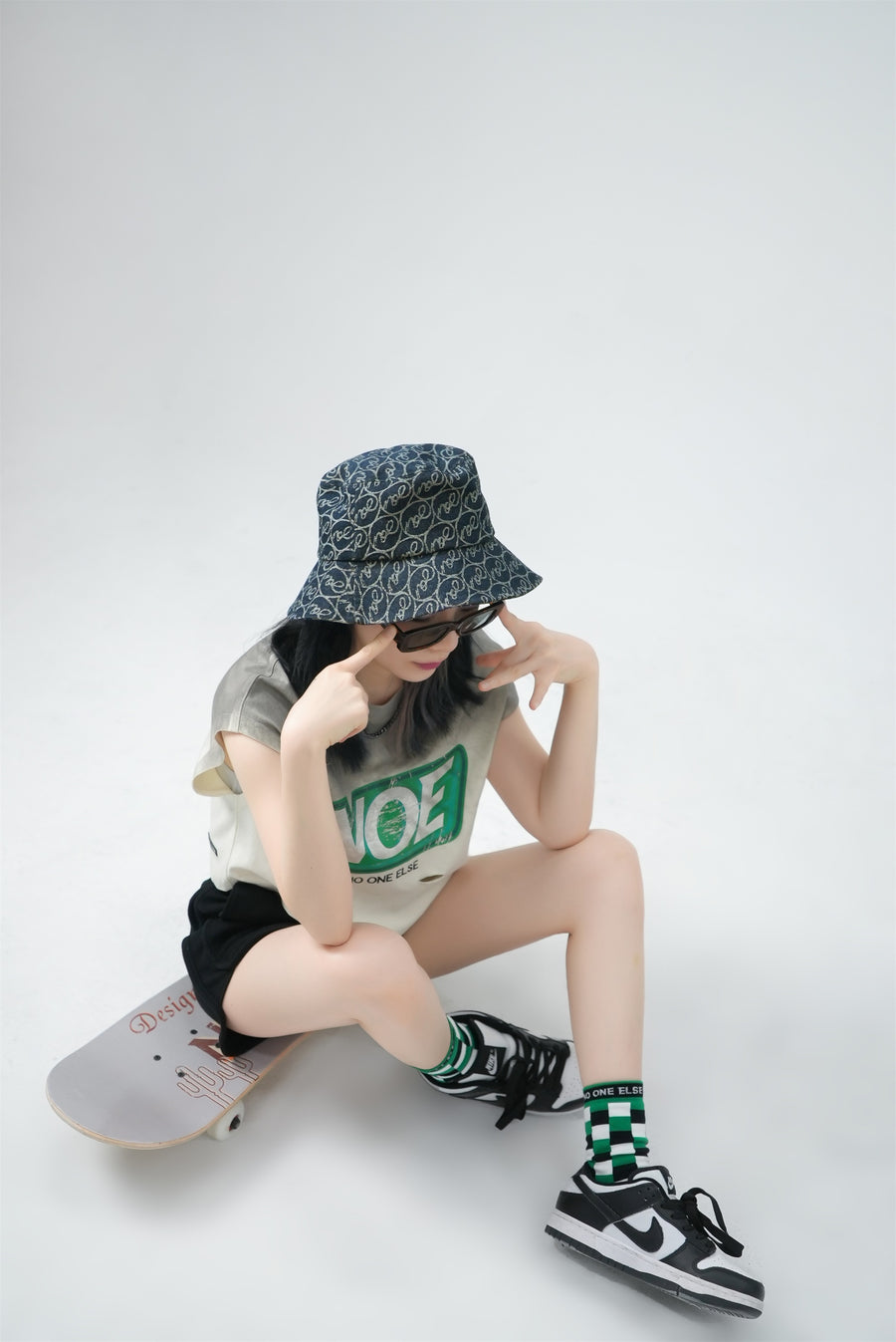 CHUU Denim Print Bucket Hat