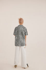 Zebra Print Loosefit Long Shirt