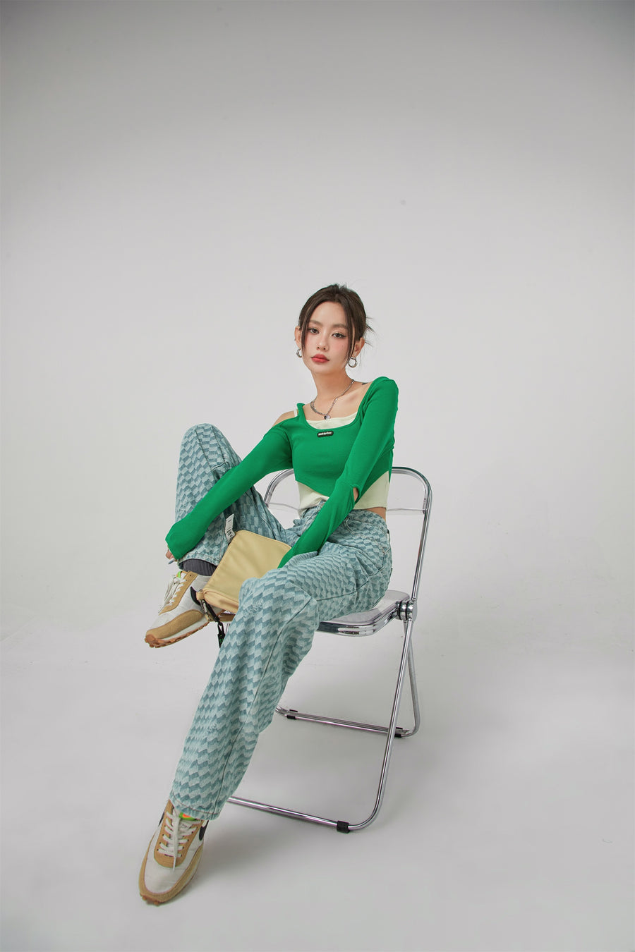 CHUU Checkerboard Wide Jeans