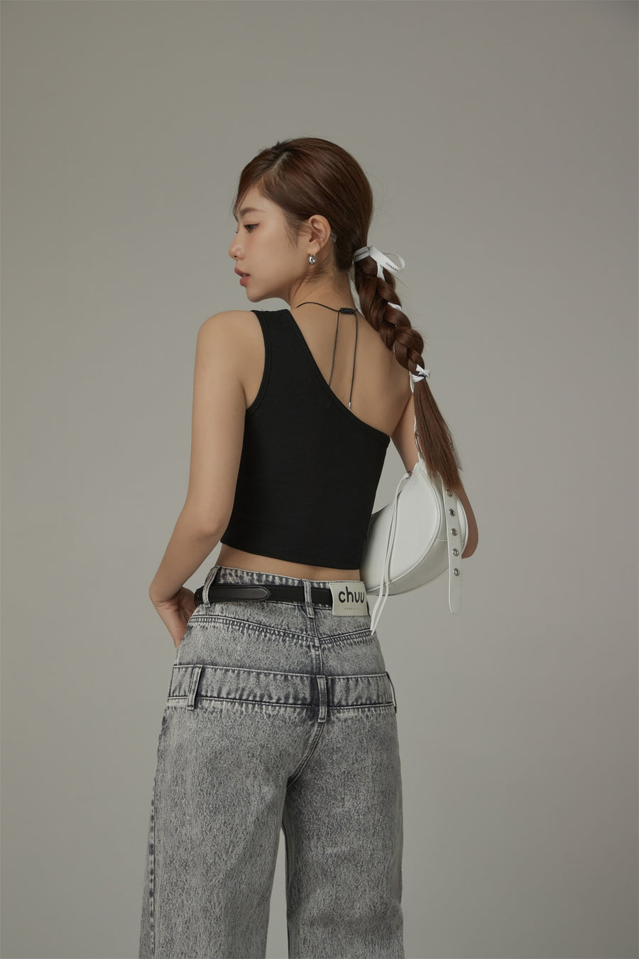 CHUU One Shoulder Slim Crop Top