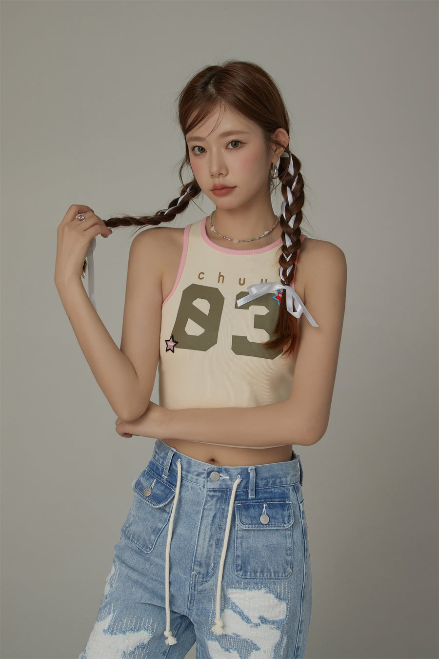 CHUU Star Number Slim Sleeveless Top