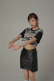 Zebra Contrast Cropped T-Shirt