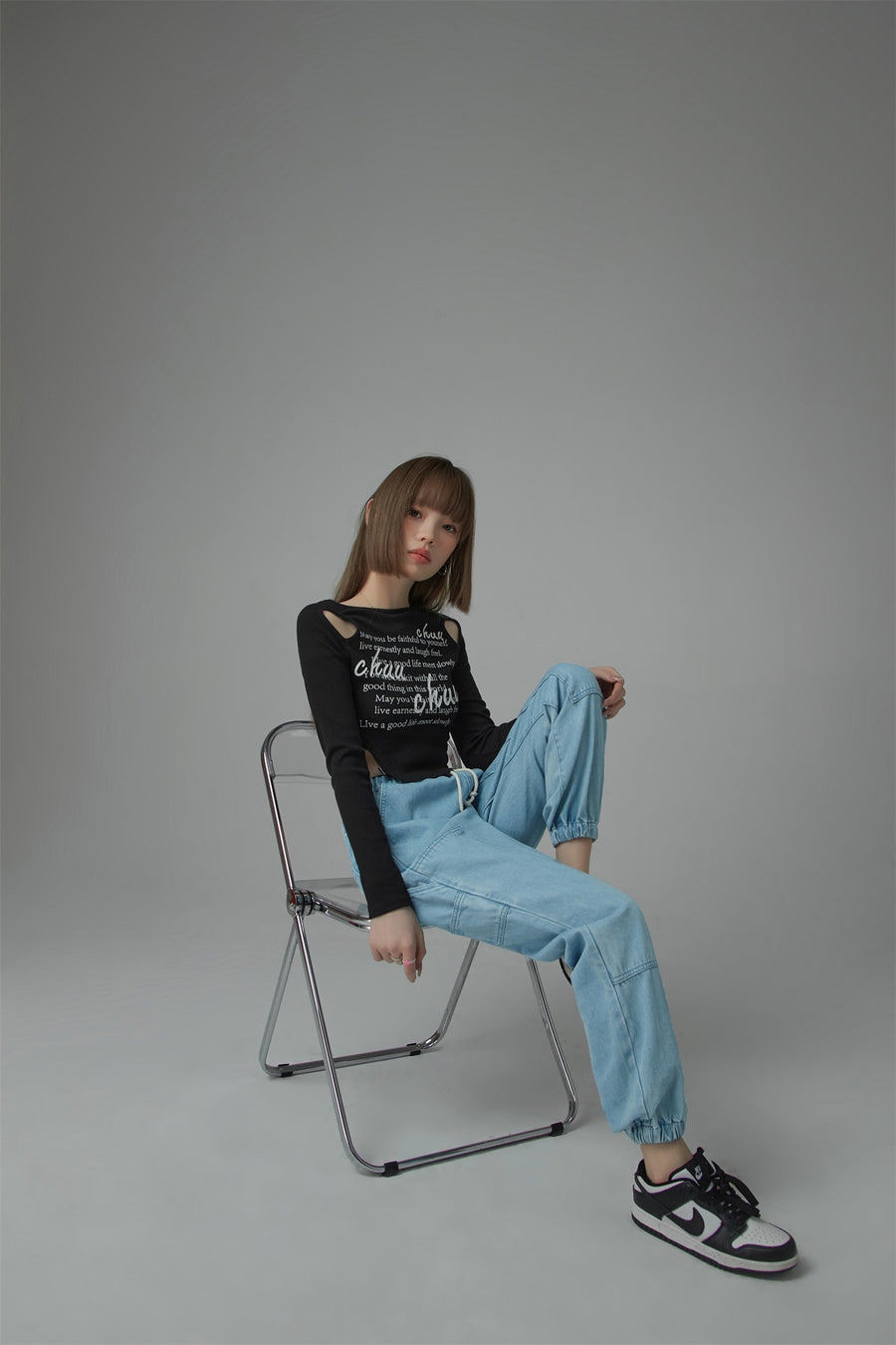 CHUU String Denim Jogger Pants