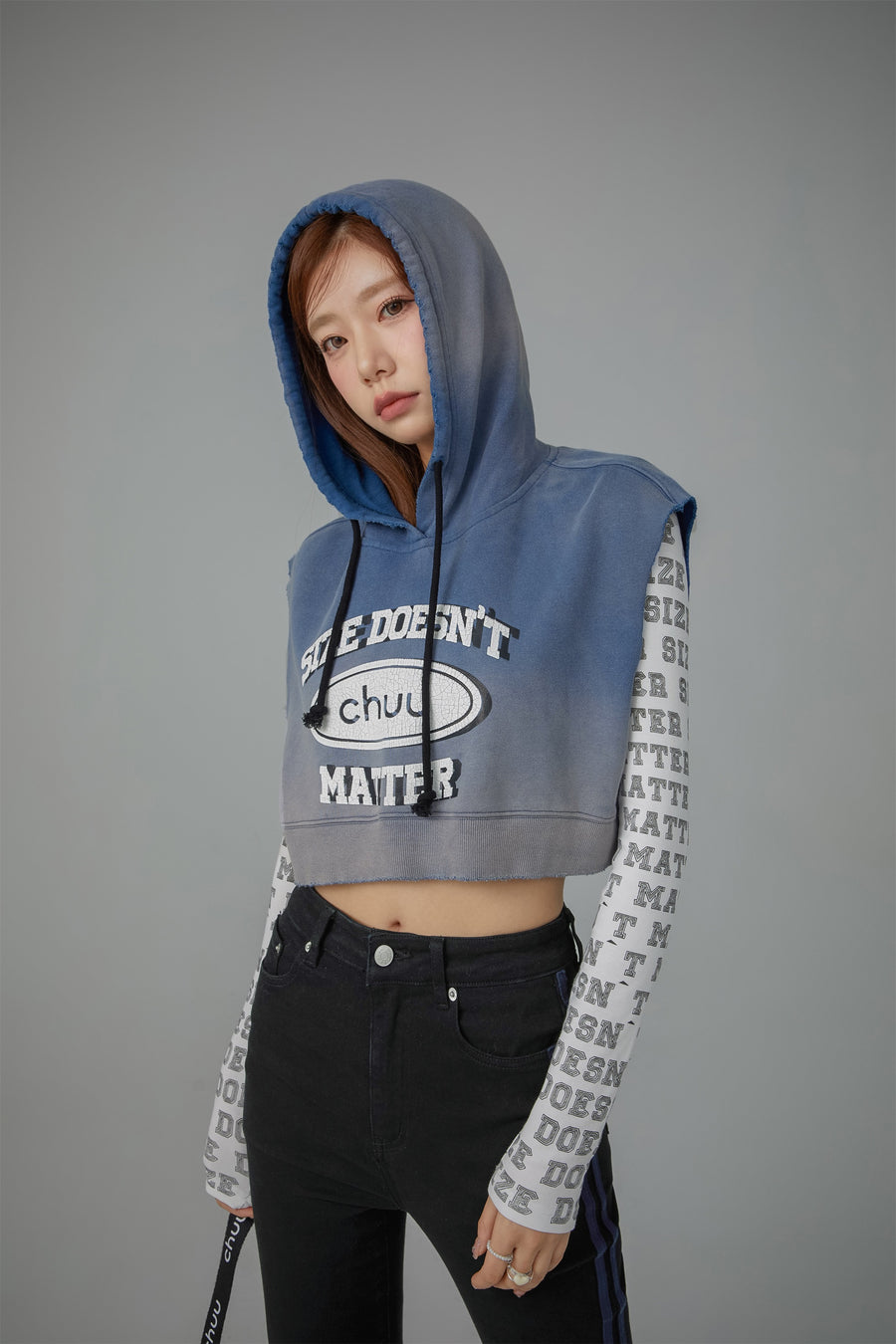 CHUU Size Doesnt Matter Gradient Hooded Vest