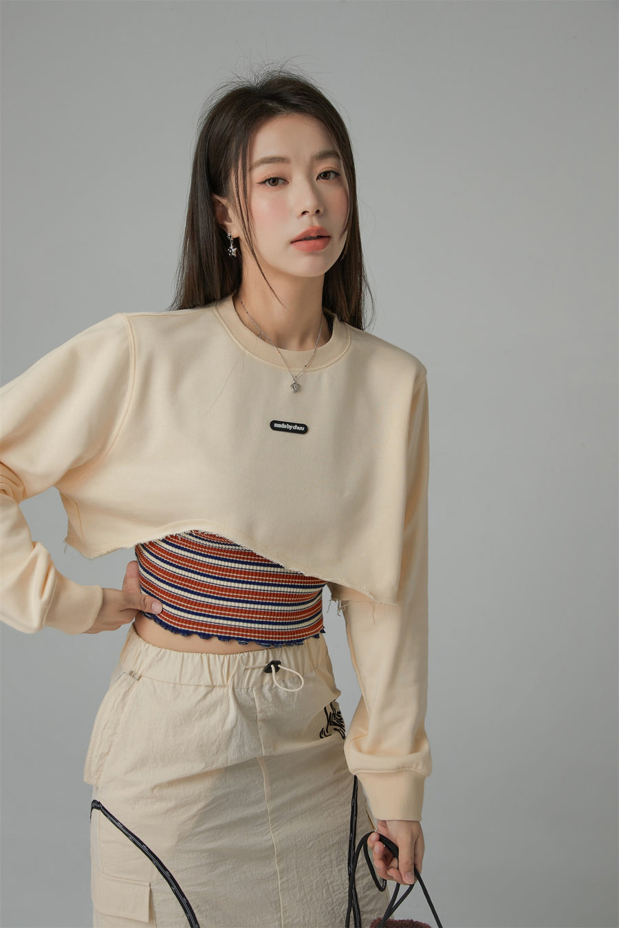 CHUU Half Zip-Up Striped Sleeveless Top